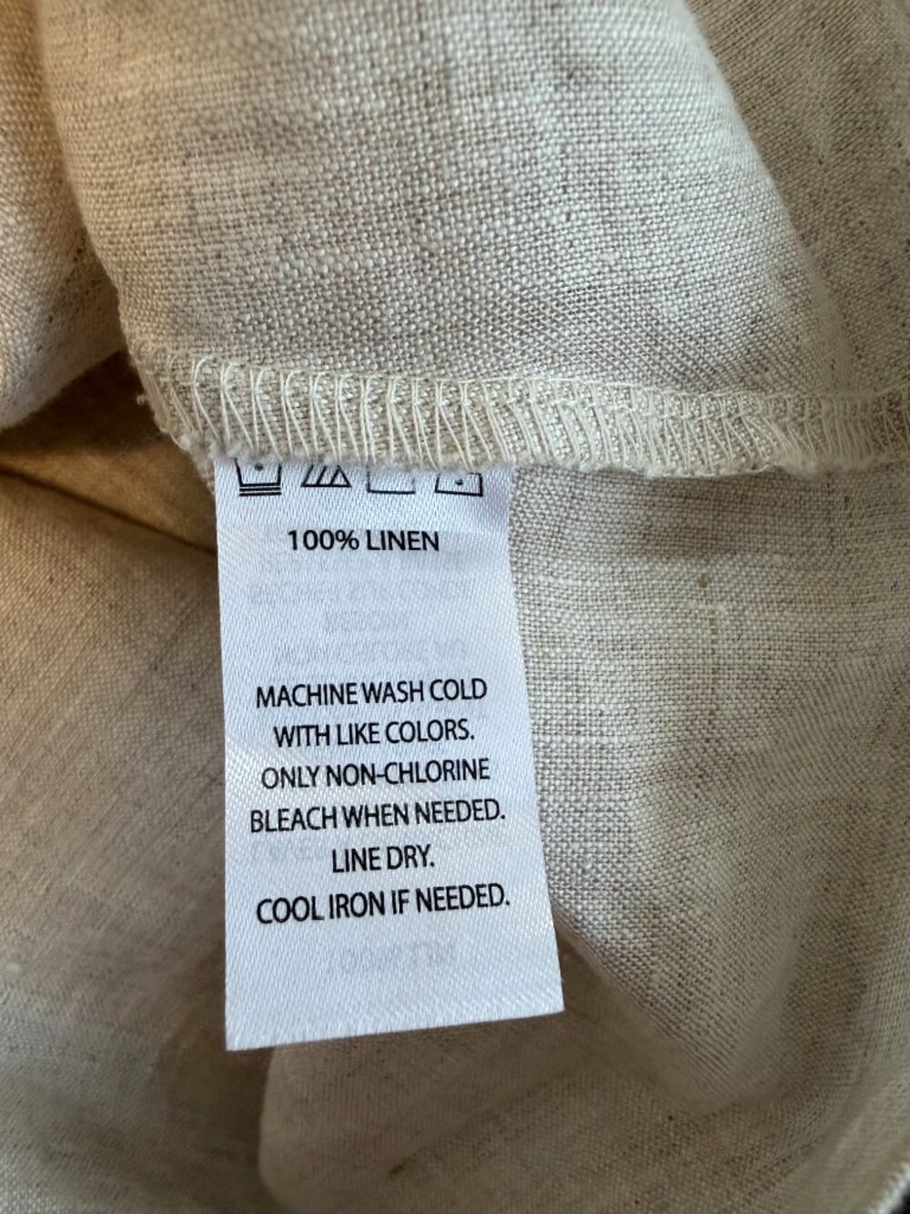 Saks Fifth Avenue 100% Linen Smocked Midi Maxi Dress Pockets Oatmeal Medium - Picture 7 of 10